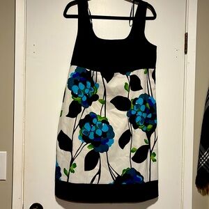 Spring summer dress teal, Green, Cream and Black